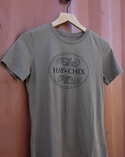 Hay Chix Vintage Brown Buckle Tee