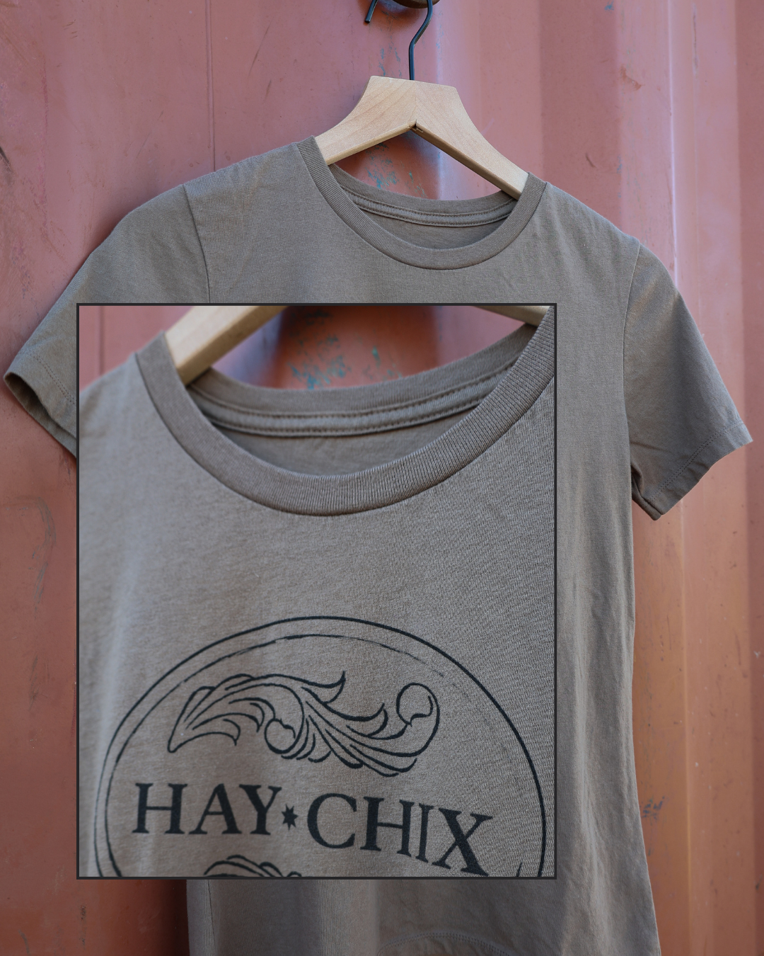Hay Chix Vintage Brown Buckle Tee