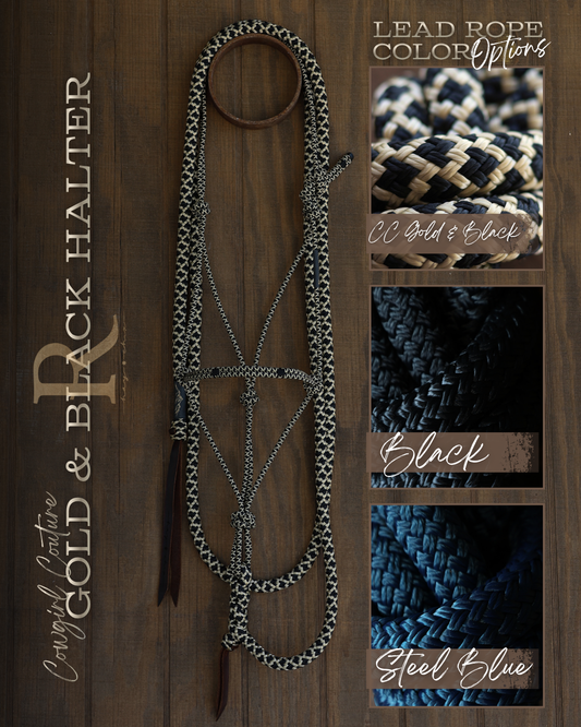 Timeless Halter & Lead Rope Set- Cowgirl Couture Gold & Black