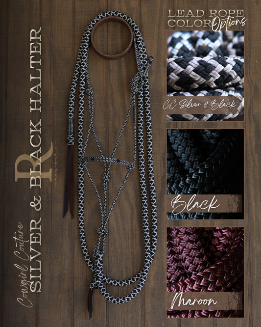 Timeless Halter & Lead Rope Set- Cowgirl Couture Silver & Black
