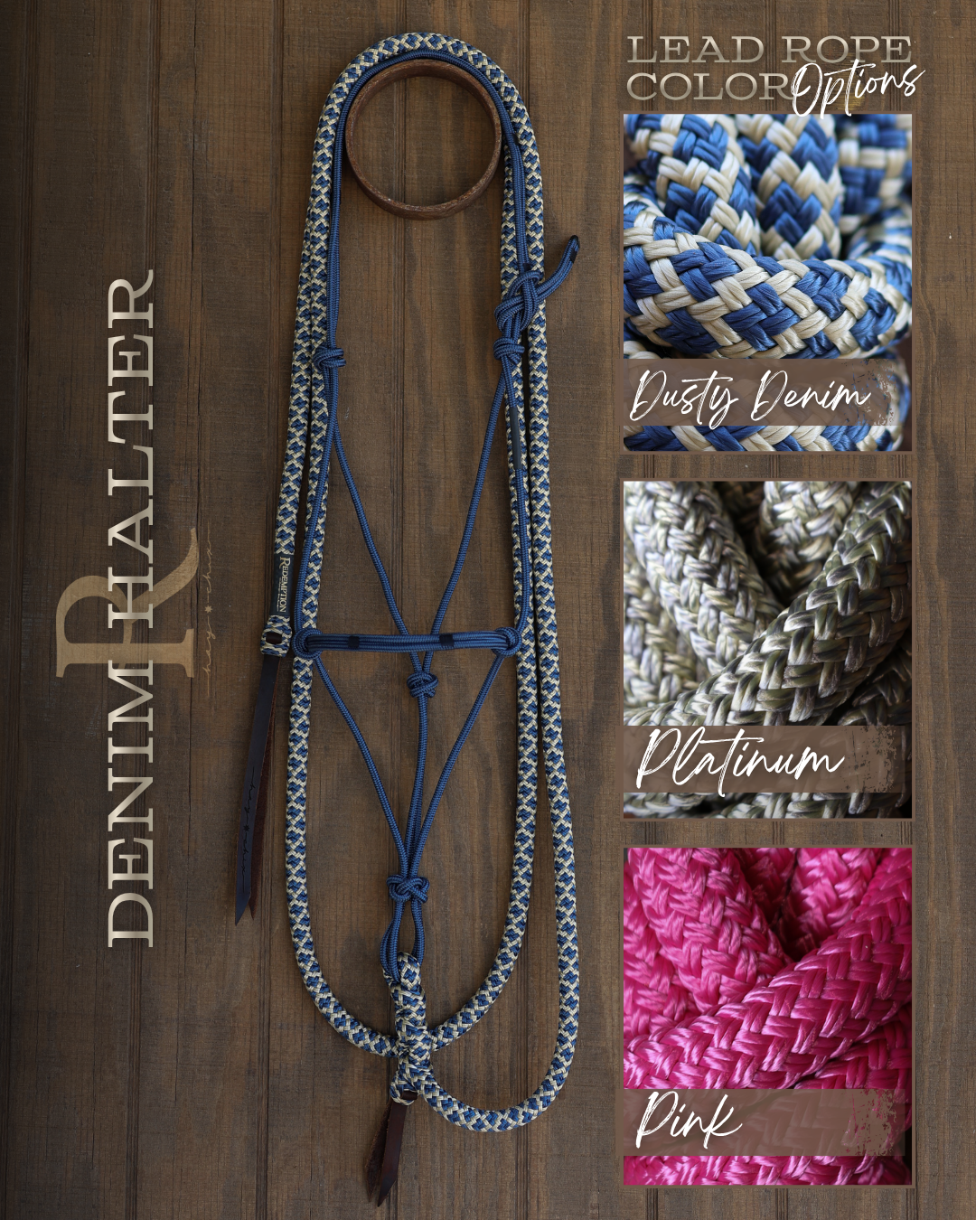 Timeless Halter & Lead Rope Set- Solid Denim
