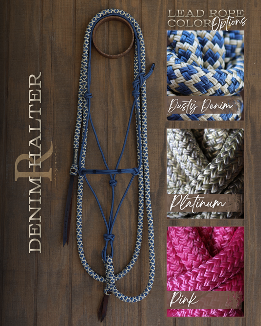 Timeless Halter & Lead Rope Set- Solid Denim