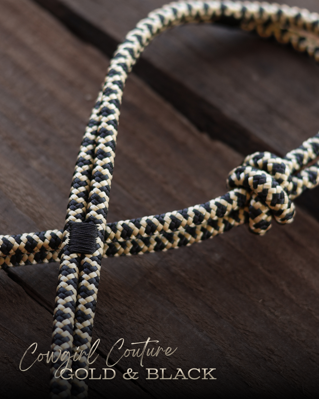 Timeless Halter & Lead Rope Set- Cowgirl Couture Gold & Black