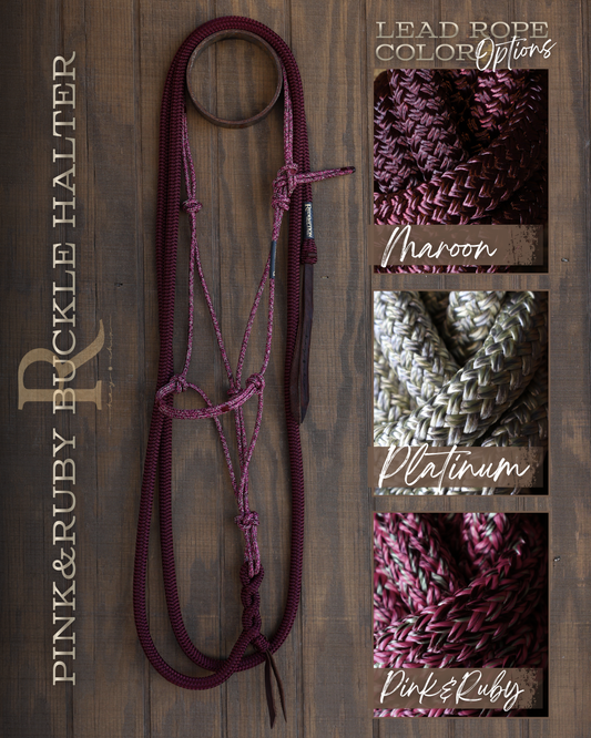 Timeless Halter & Lead Rope Set- Pink & Ruby Buckle