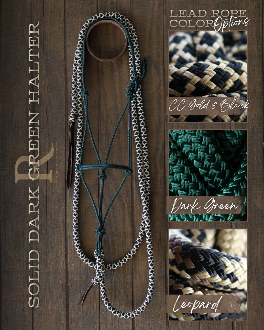 Timeless Halter & Lead Rope Set- Solid Dark Green