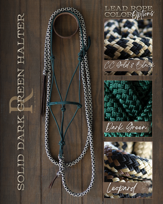 Timeless Halter & Lead Rope Set- Solid Dark Green