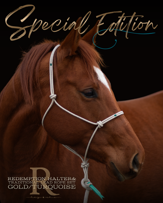 Special Edition Redemption Halter & Lead Rope- Gold/Green Set