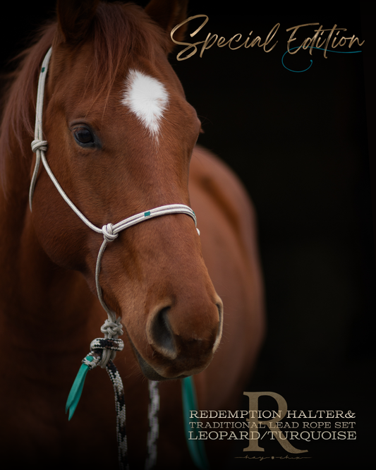 Special Edition Redemption Halter & Lead Rope- Gold/Leopard/Green Set