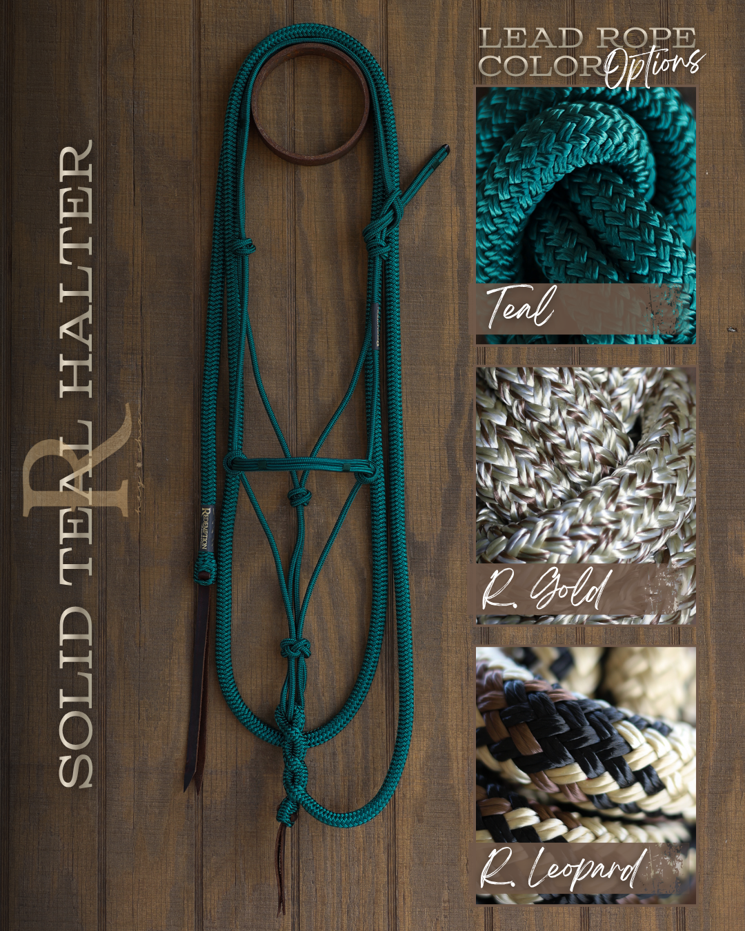 Timeless Halter & Lead Rope Set- Solid Teal