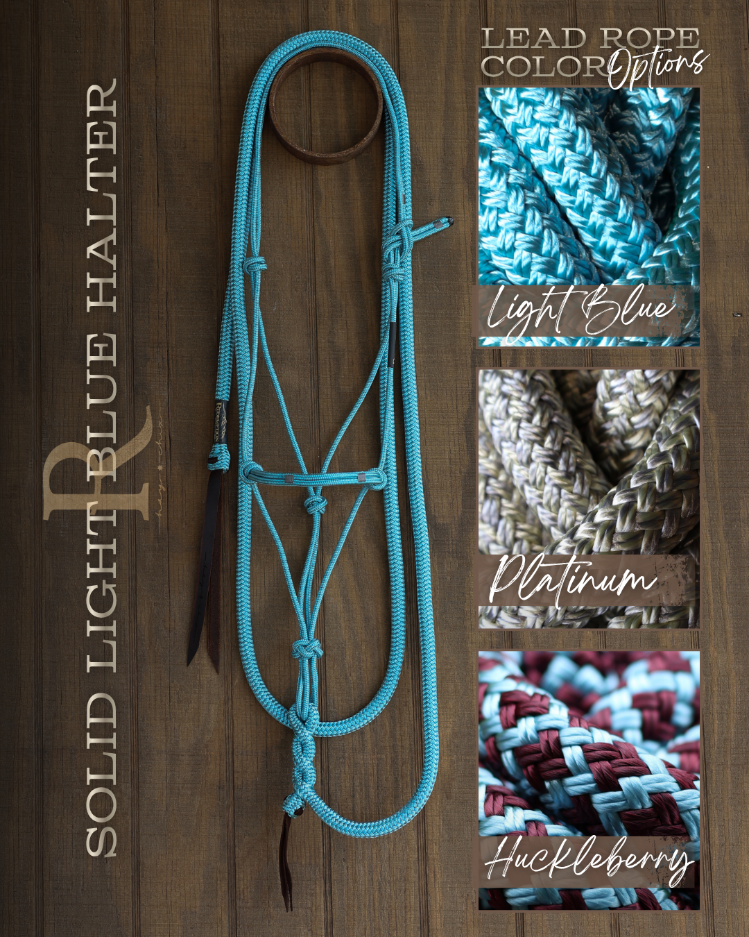 Timeless Halter & Lead Rope Set- Solid Light Blue