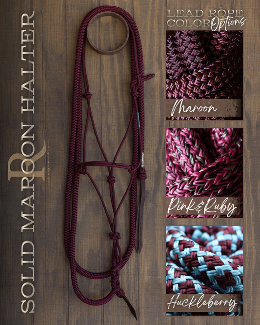 Timeless Halter & Lead Rope Set- Solid Maroon