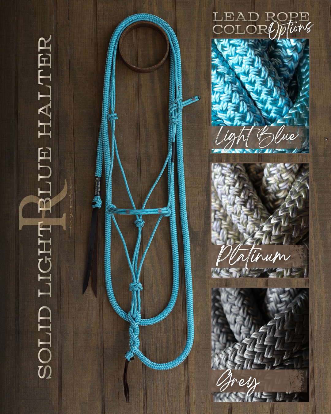 Timeless Halter & Lead Rope Set- Solid Light Blue