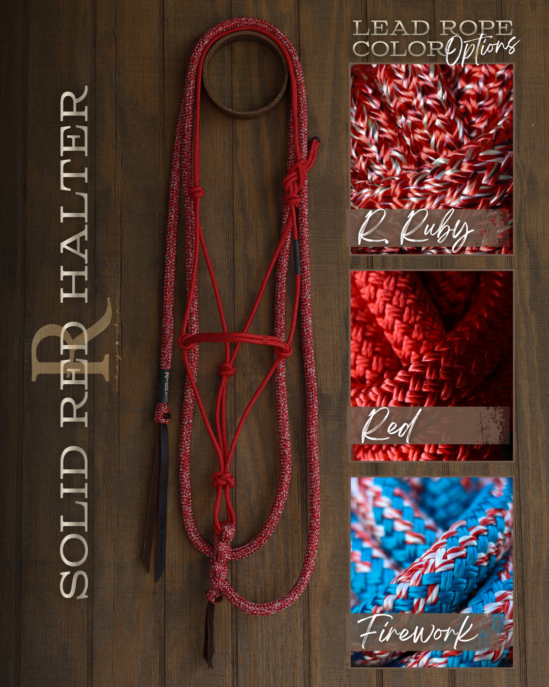 Timeless Halter & Lead Rope Set- Solid Red