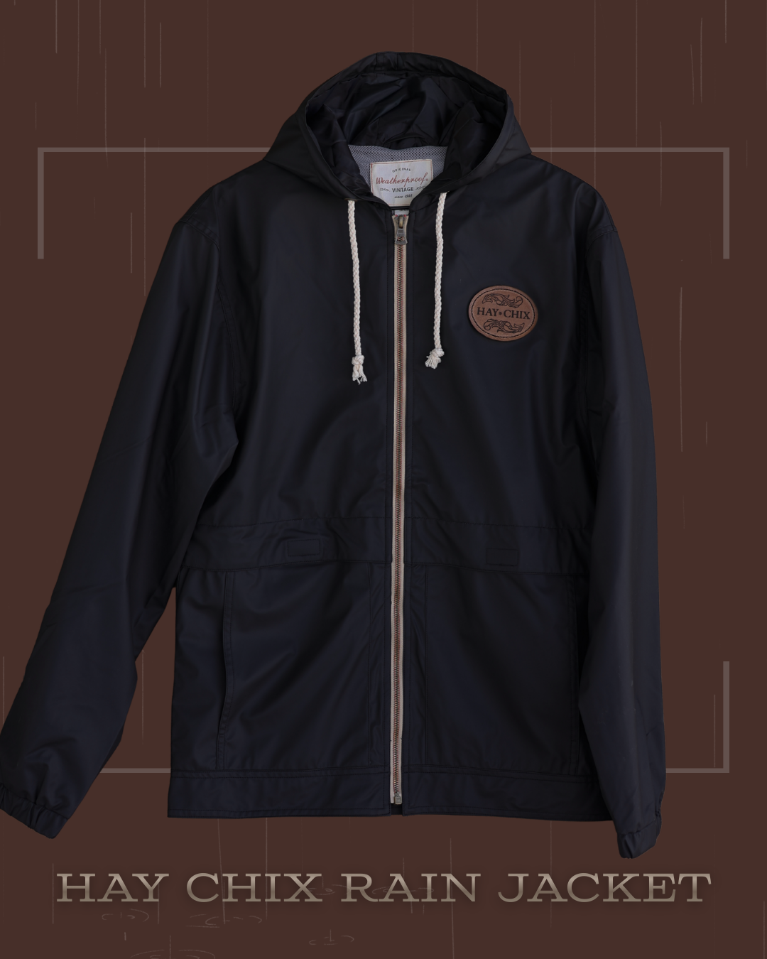 Hay Chix Rain Jacket + Leather Patch